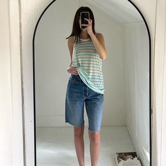 T by Alexander Wang Linen Stripe Tank in Seafoam & White NWT - Picture 3 of 12